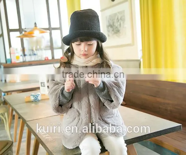 Girls Winter Coats Kids Faux Fur Jackets Children Outerwear Fashion Brand O-Neck Flower Decoration Clothing New 2016 photo-3