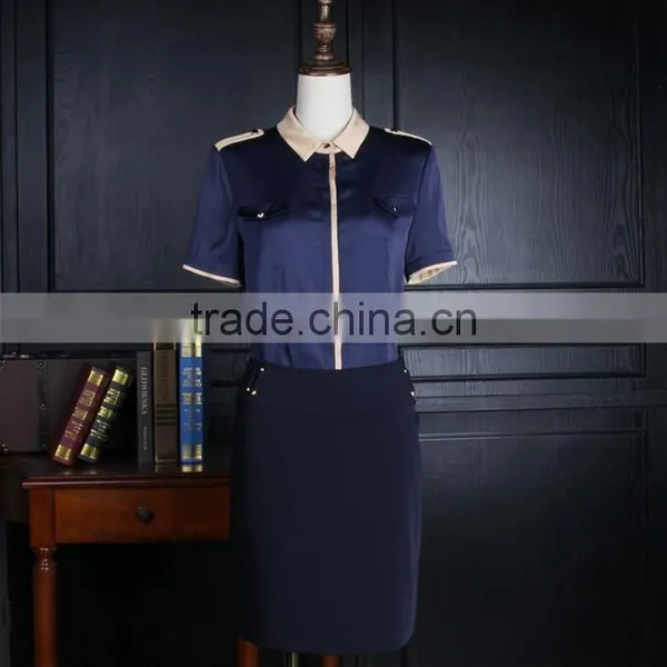 Custom High Quality Short Sleeve Latest Beautiful Blouse Styles Formal Shirt Blouse Pattern photo-5