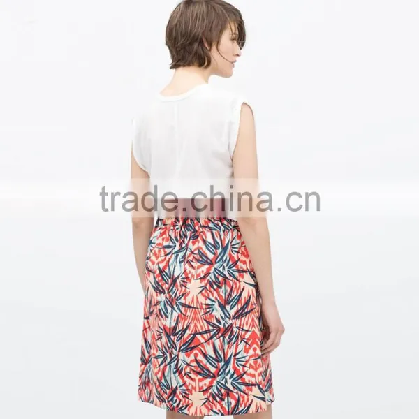 2015 New Fashion Palm Tree Print Longuette Skirt photo-4