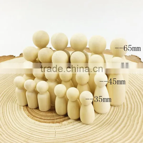 Unfinished Wood People Shape Family Peg Dolls Handmade Toy DIY Craft photo-2
