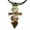 Pewter Gold Dragon Dagger Pendant Necklace