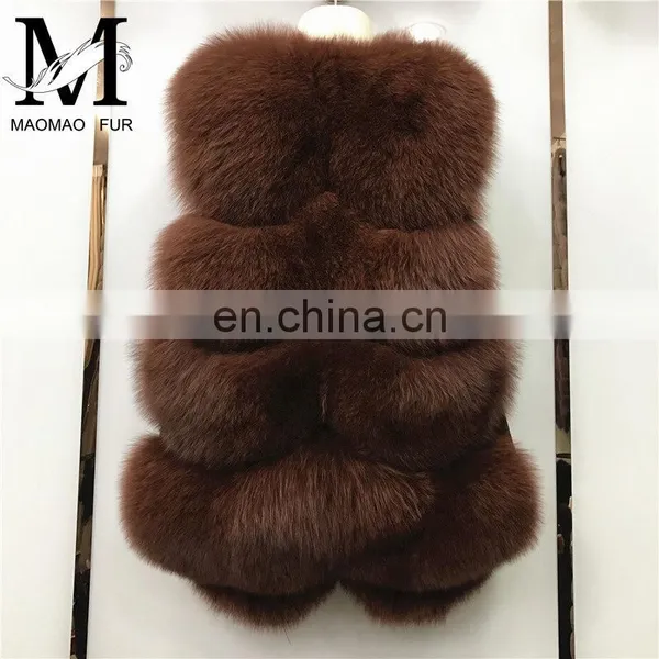 2017 Women Fox Fur Vest Winter Long Vest Real Fur Coat Vest Price Waistcoat photo-6
