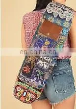 Banjara Style Yoga Bag Yoga Met Bag Ethnic Hand Embroidered ViNtAgE INDIAN Kantha YOGA Mat Bag LEATHER Crossbody Embroidered Yog photo-2