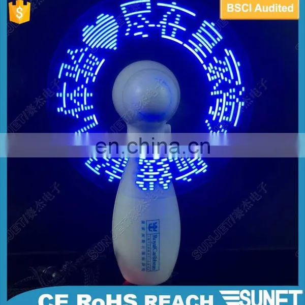 Hot Sale Promotion Custom Logo Print and Customized Message Rechargeable Battery Led Fan photo-2