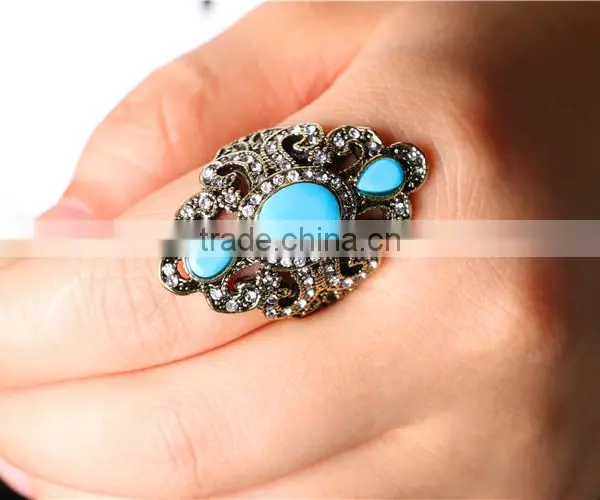 Classical Women Vintage Rhinestone Jewelry Ring photo-4