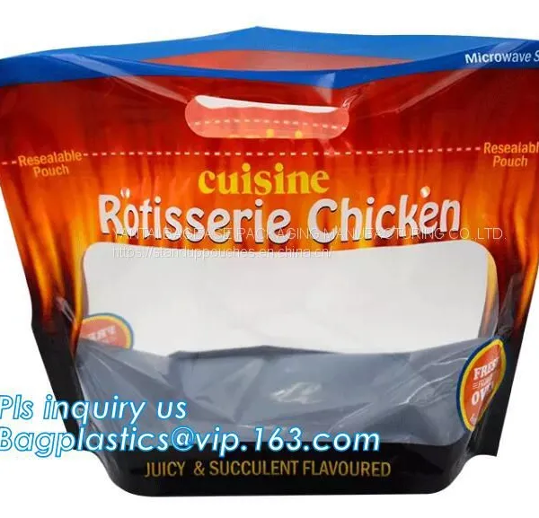 Barrier, Moisture Proof, Kraft Rotisserie Chicken Bags Hot Meal Packaging Deli Bag With Resealable Zipper Lock photo-2