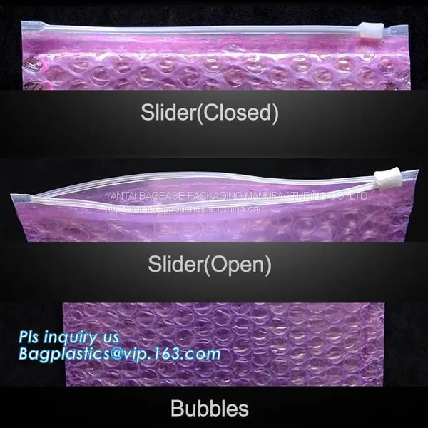 Slider Padded Grip Seal Black Matt Bags, Air Bubble Bag With Slider Zipper, Anti Static Slider Seal, Metallic Glossy Bag photo-2