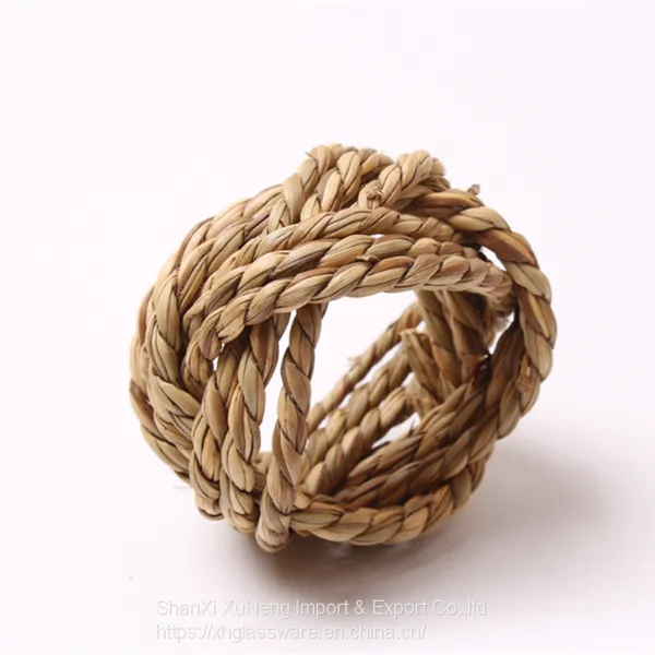 Custom Party Decor Corn Leaves Napkin Buckle Hand Woven Napkin Ring photo-2