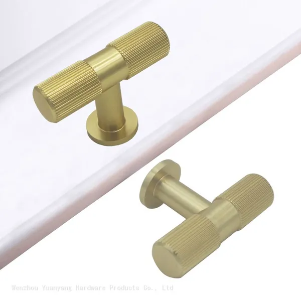Knurled Round Aluminum Cabinet Knobs New Arrival T Bar Pull Knob photo-3