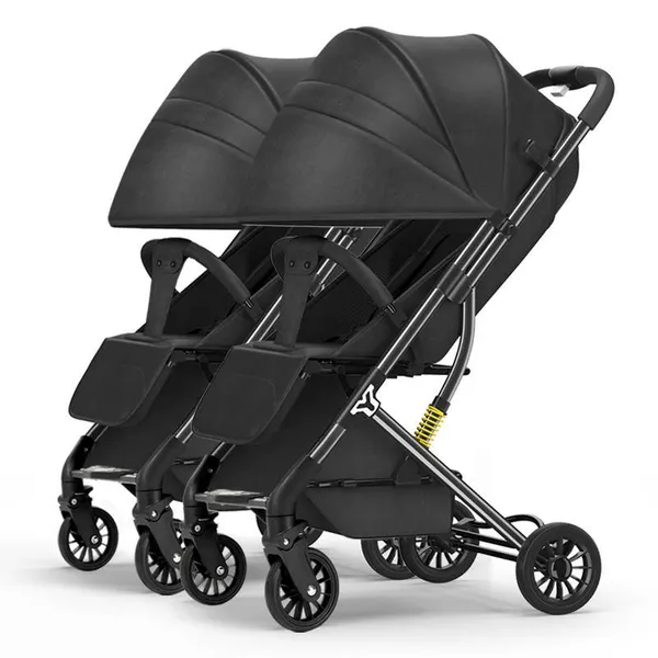 2026 Cheap Twins Baby Stroller High Landscape Aluminum Alloy Pram Folding Shockproof Pneumatic Wheel Double Strollers
