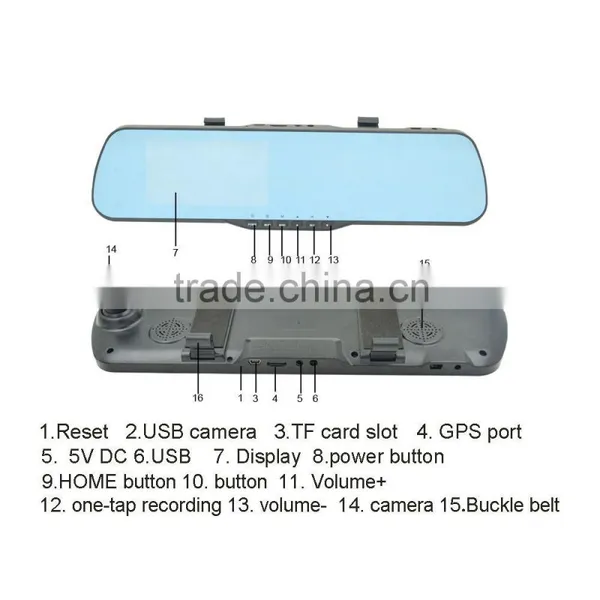 2015 5.0 Inch Mp5 Led Light Bluetooth Wireless Backup Camera Car Dvr Rearview Mirror Camera photo-3