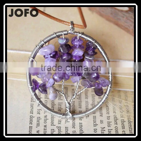 Wholesale Natural Rose Quartz Crystal Birthstone Tree of Life Handmade Pendant SCC0356 photo-2