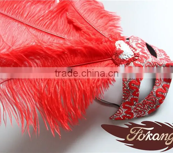 Event Products Red Artificial Ostrich Feather Decorations Party Dance Mask photo-3