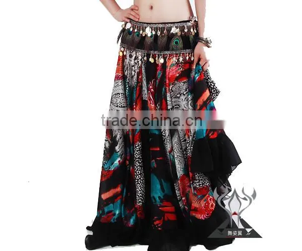Black Carnival Costumes Egyptian With Floral Prints , Bohemian Gypsy Skirt