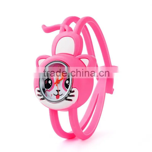 Silicone Bright Color Lying Prone Cat Kid's Summer Wristwatches With CE photo-2