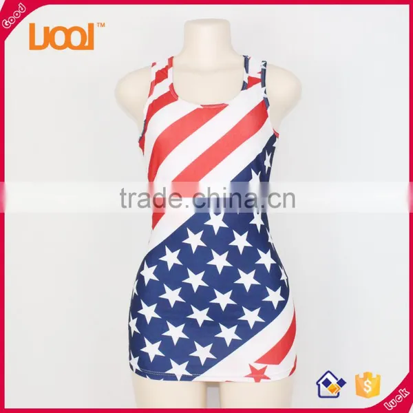 Printing American Flag Tank Top,Sexy Ladies Fancy Tops,Gym Singlets Quality Choice