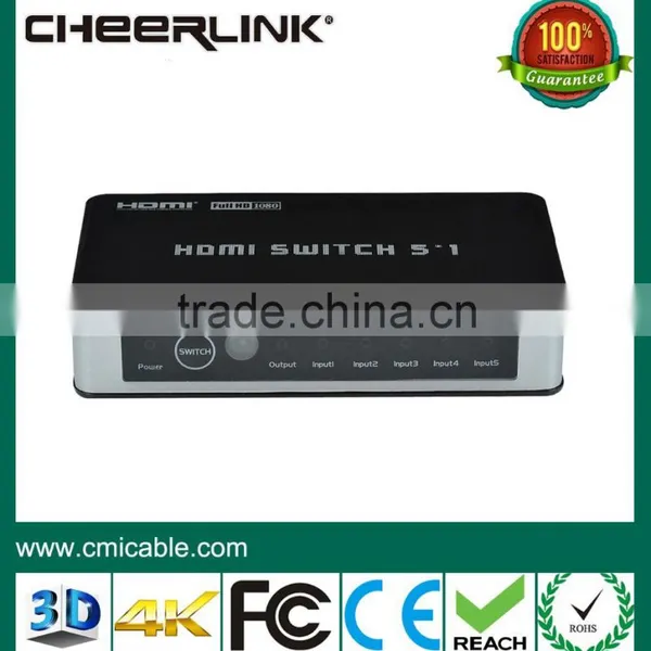 5 Input 1 Output HDMI Switcher 5x1 Switcher Support 1080P