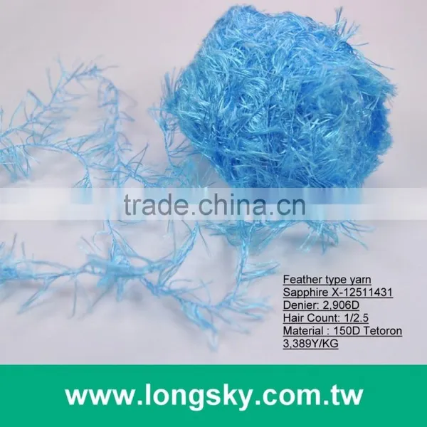 (X-125) 2016 Sapphire Color Polyester Bright Hairy Yarn for Lady Vest
