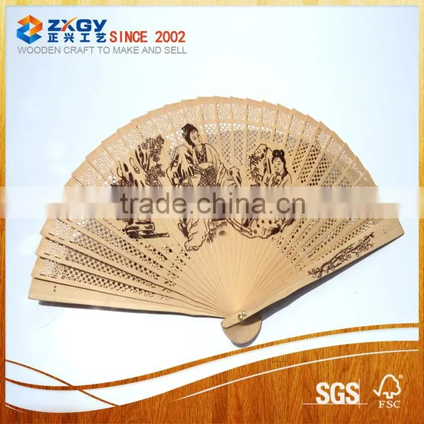 Colored Chinese Wooden Crafts Wood Fan Custom photo-2