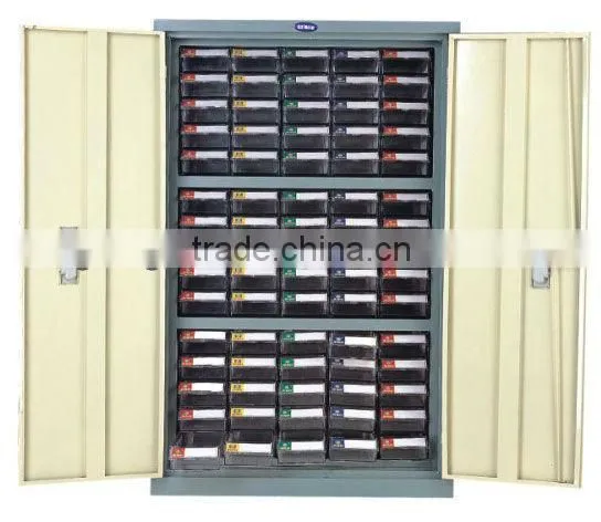 Industrial Parts Cabinet With 75 Plastic Drawers and Door