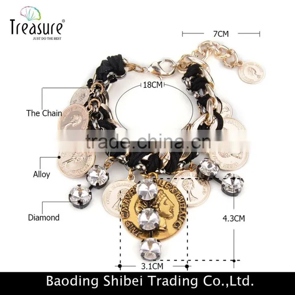 Handmade Gold Plating Alloy Cion Shape Charm Bracelet Jewelry for Women Wholesale 2016 photo-6