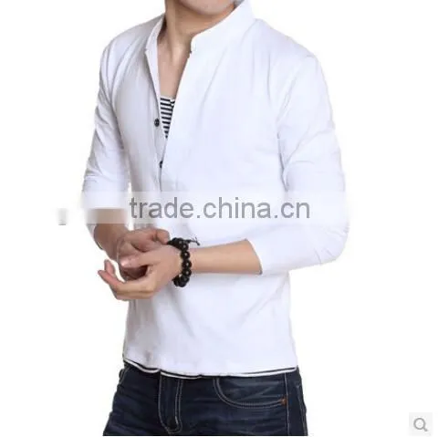 100% Polyester Men's T-shirt,blank Quick Dry T-shirt,men Long Sleeves Collar T-shirt