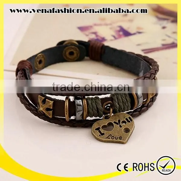 Snap Heart Boys Imitation Leather Bracelet Factory photo-2