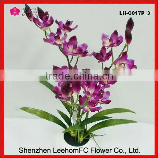 Artificial Flower for Home Decoration Wholesale Latex Orchid Plants in Ceramic Pot