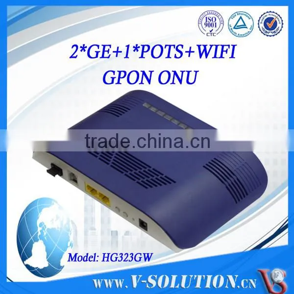 CE Certificated Blue Case FTTH 2GE 1FXS Ports 2T2R WiFi GPON ONU Compatible with Fiberhome OLT
