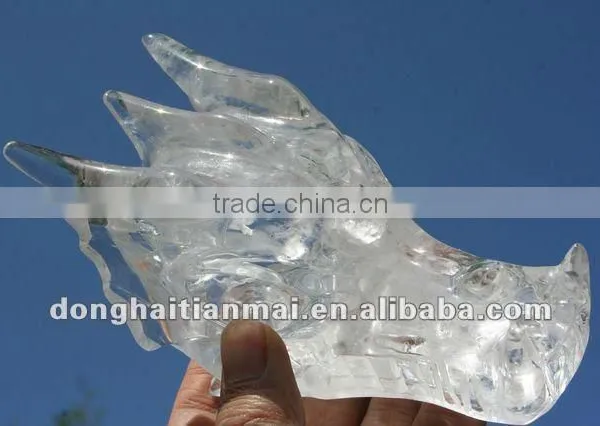 Wholesale Large Size Water-Clear Natural Crystal Carving Dragon Skull photo-3