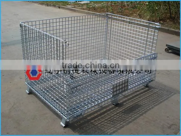 Foldable Galvanized Steel Cage Warehouse Storage Container photo-3