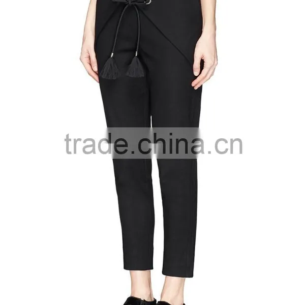 Black Tie Connected Fashional Style Women Formal Pants photo-5