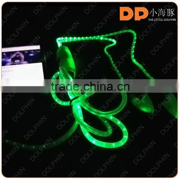 Mobile Sport Earphone Stereo Chat LED EL Wire Glowing Earphone Flash With Microphone photo-2