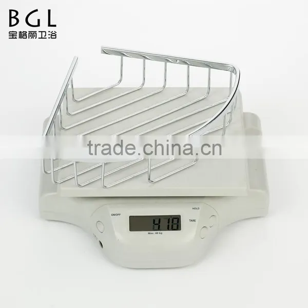 Wall Mounted Bathroom Hardware Chrome Plating Brass Hanging Corner Basket for Bathroom Storage photo-6