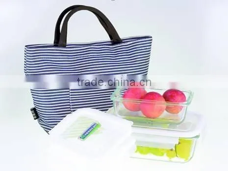 2pcs Glass Food Storage Container Set With Fringe Package