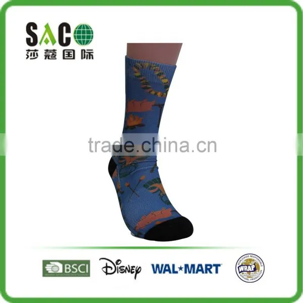 Orange Pig Pattern Flame Pattern Blue Printing Polyester Socks photo-4