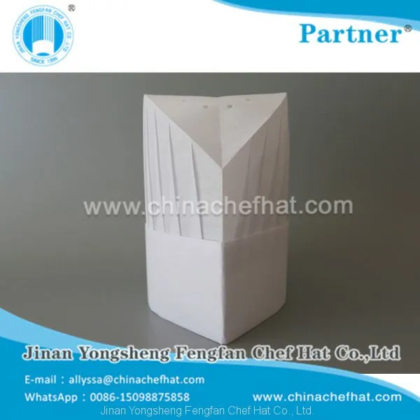20cm Height Special White Round Top Cook Cap With Hook and Loop photo-2