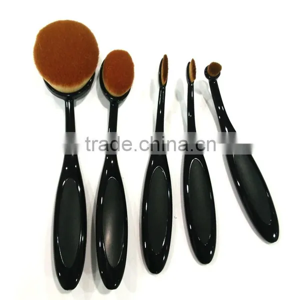 5 Pcs Tooth Brush Shape Oval Makeup Brush Set Private Label MULTIPURPOSE Professional Foundation Powder Brush Kit With Bag photo-6
