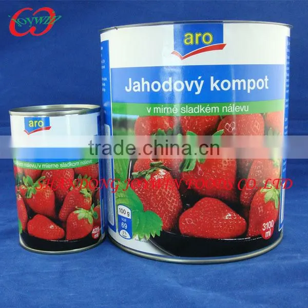 Canned strawberry in syrup made from fresh strawberry not frozen strawberres