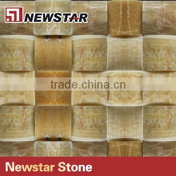 Newstar Yellow Onyx Marble Basketweave Tile Good Price Mosaic photo-3