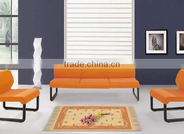 Simple Design Orange Leather Sectional Sofa Set photo-2