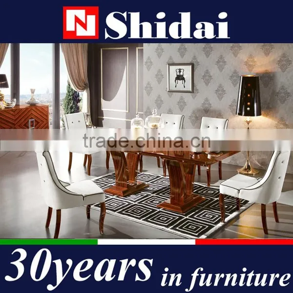 Wooden Dining Table Set, High Gloss Dining Table and Chair, Ebony Veneer Dining Room Furniture
