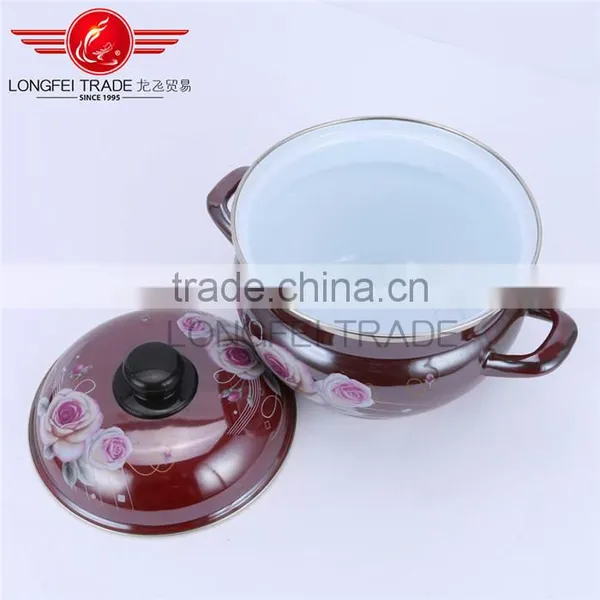 Deep Color Decal 20cm Enamel Drum Shape Cooking Pot / Stockpot/cassrole photo-5