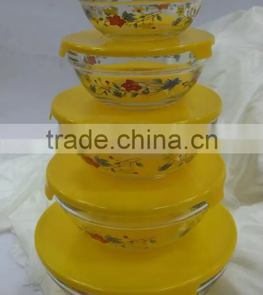 GH049 5pcs Glass Bowl Set With Deco photo-4