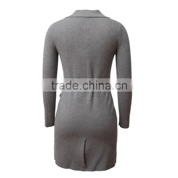 Lapel Collar Belted Long Cardigan Women With Side Pockets, Self-tie Belt, Full Button Closure photo-2
