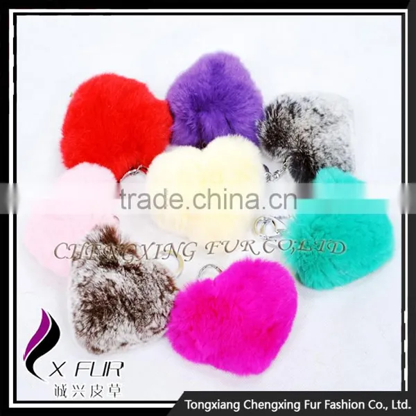 CX-R-46 Lovely Fashion Genuine Rex Rabbit Fur Keychain photo-2