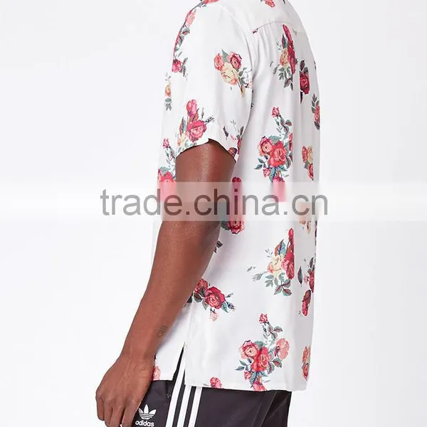 2017 Floral Short Sleeve Button Up Camp Shirt photo-3