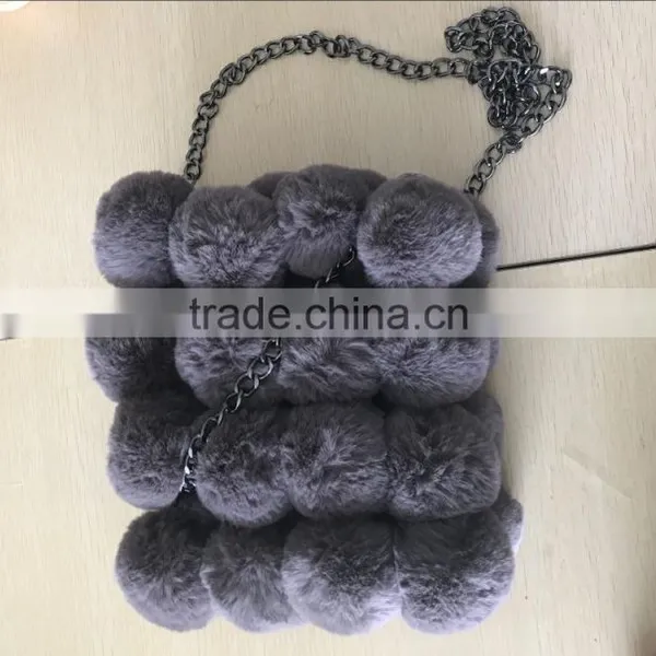 Hot Selling Women Wholesale Fake Fur Rabbit Fashion Dinner Clutch Bag photo-2