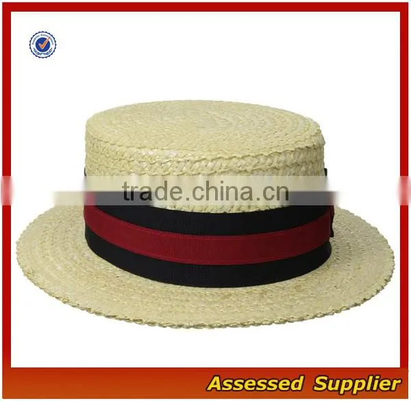 Unisex Economy Paper Straw Sailor Hat Cheap Fashion Boater Hat With Brim Bowknot photo-2