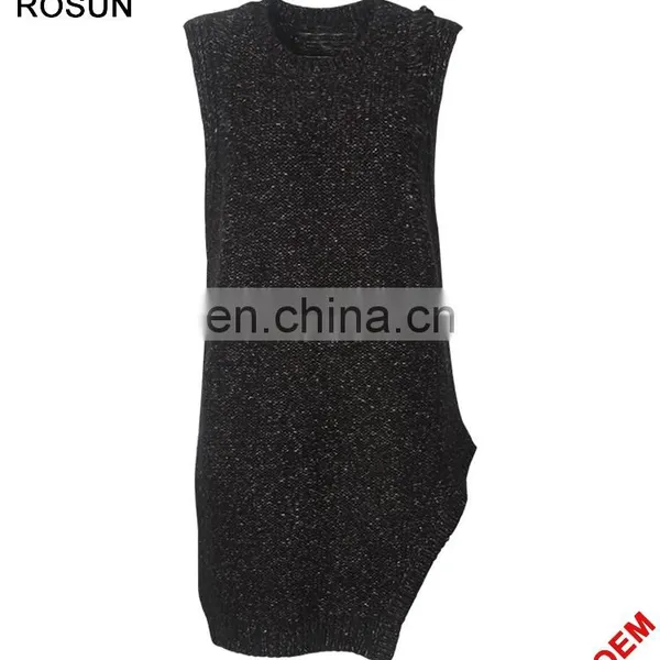 Knitwear Women Black Sweater Dress Distressed Vest photo-2